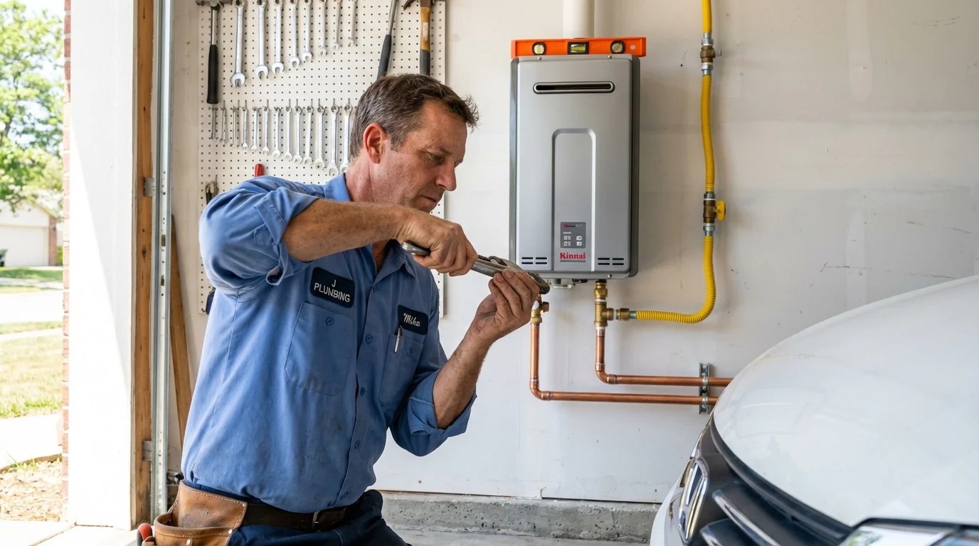 Tankless water heater installation by a Johns Plumbing LLC plumber in Alva